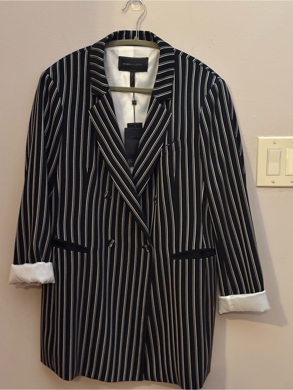 BCBGMaxAzria Black and White Pinstripe Blazer